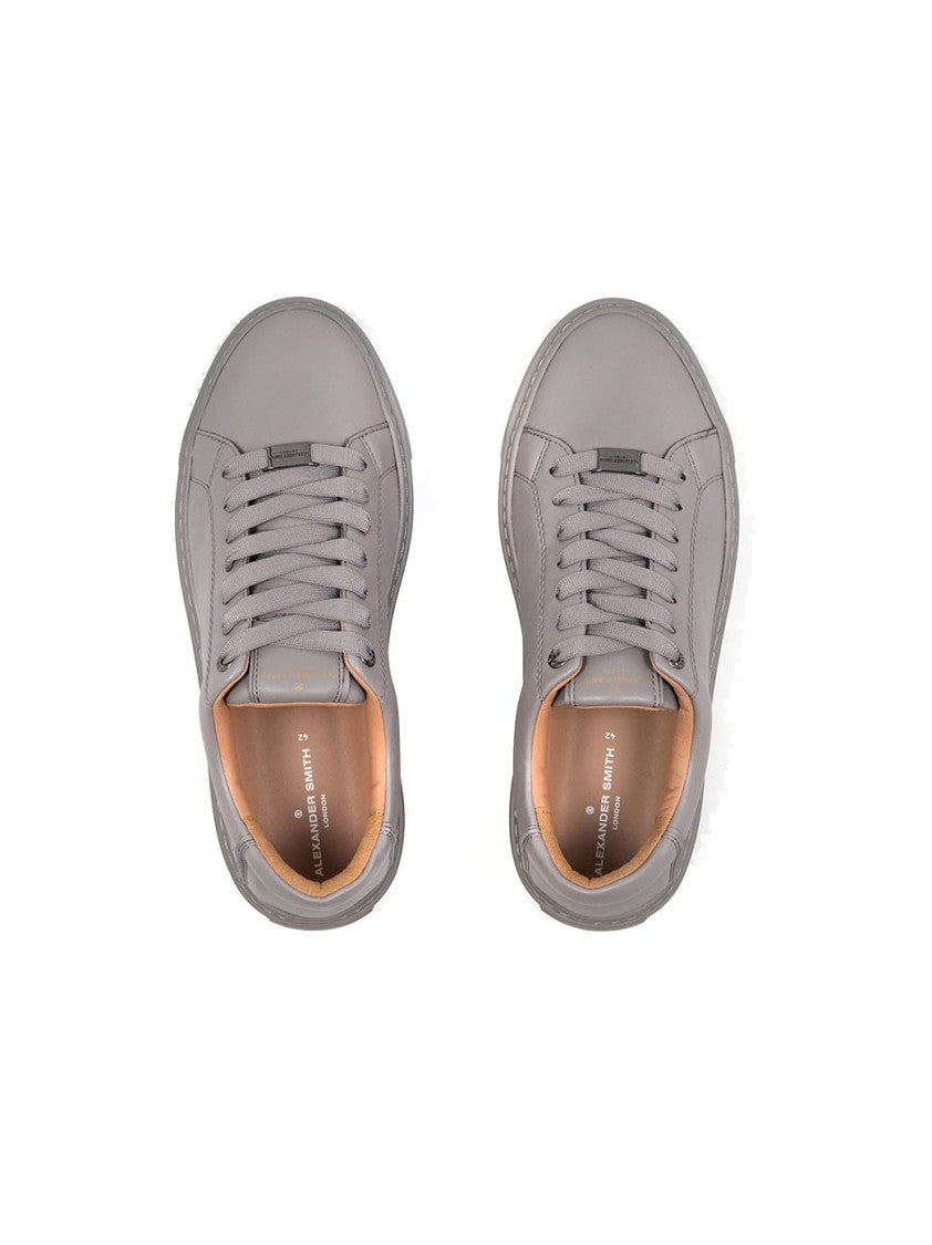Alexander Smith Grey Cow Leather Casual Trainers With Design