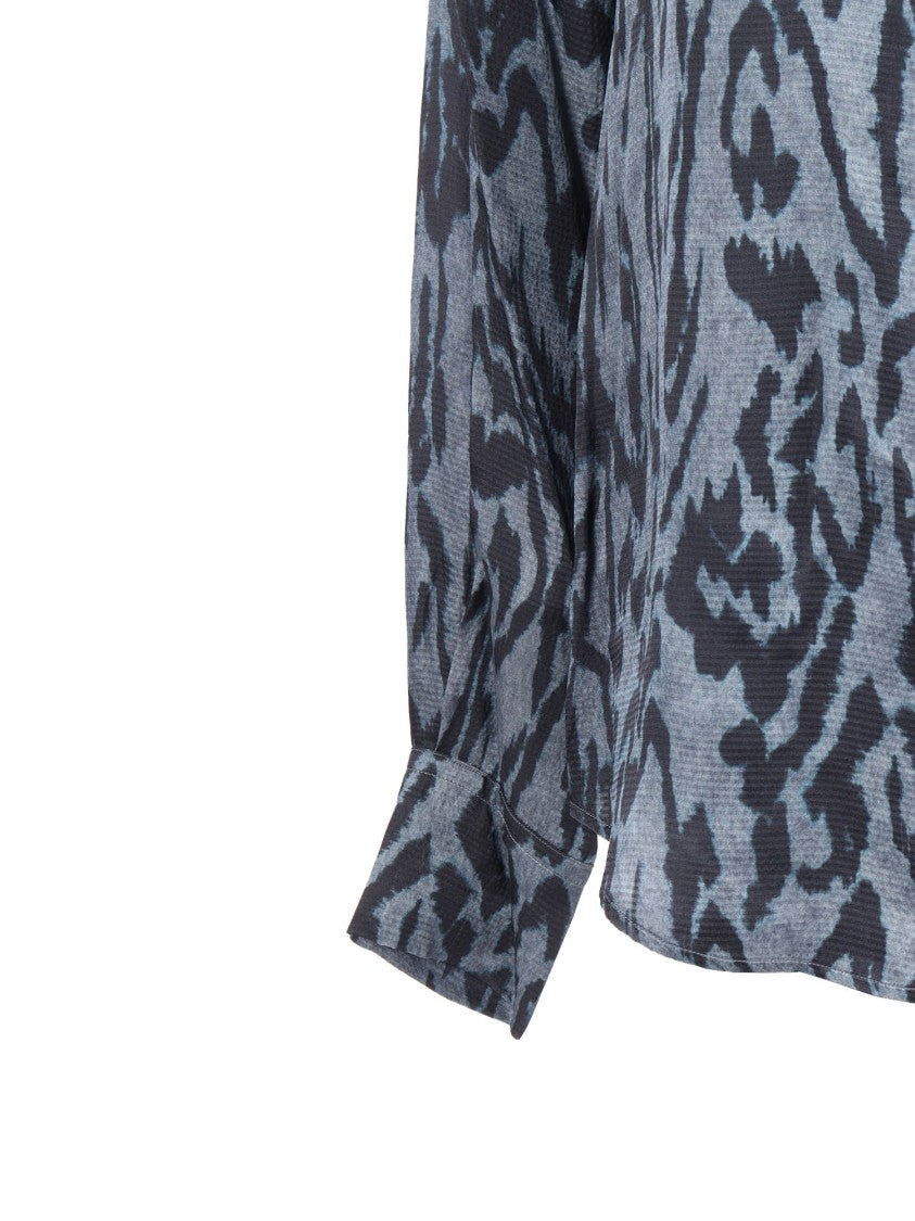 Forte Forte Oversized Satin Shirt With "Moiré" Print