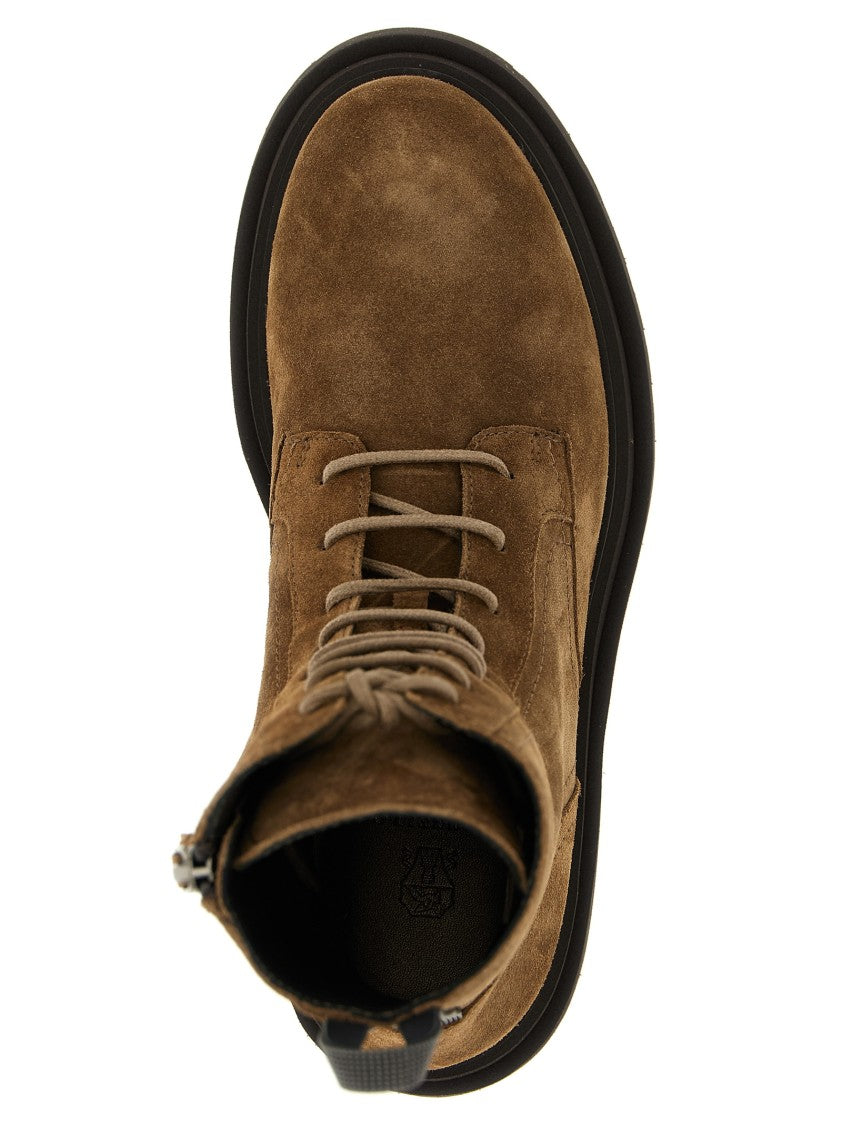 Brunello Cucinelli Monile Suede Combat Boots