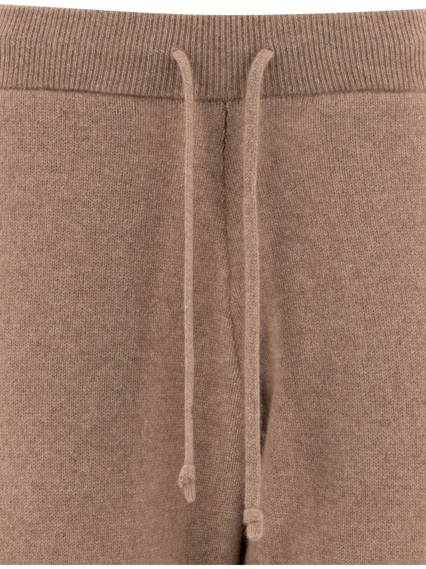 Auralee Brown Cashmere Trousers With Adjustable Drawstring