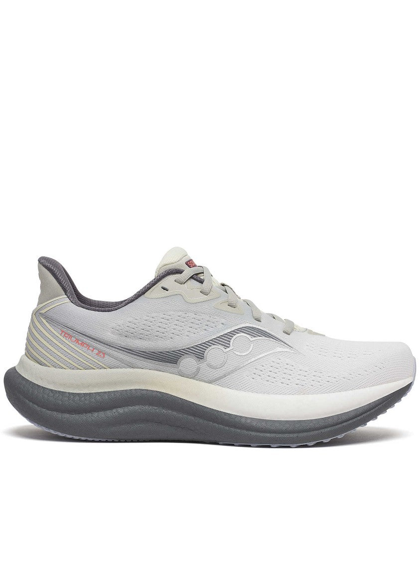 Saucony Light Grey Mesh Running Shoes With Cushioned Midsole