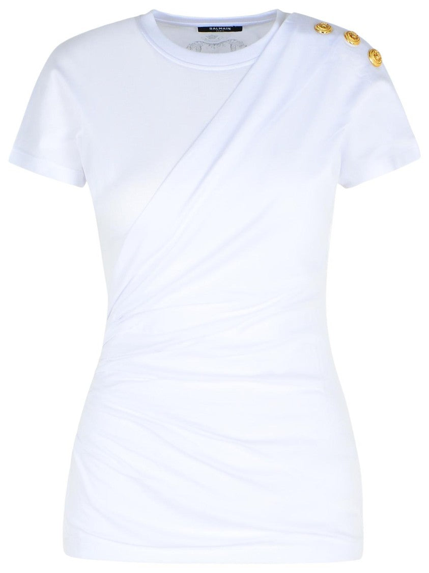 Balmain White Cotton T-Shirt