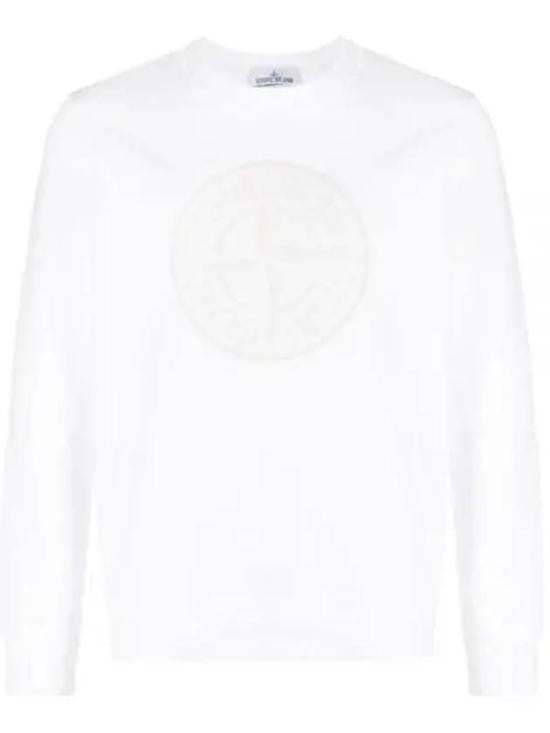 Stone Island Minimalist White Sweatshirt With Iconic Logo