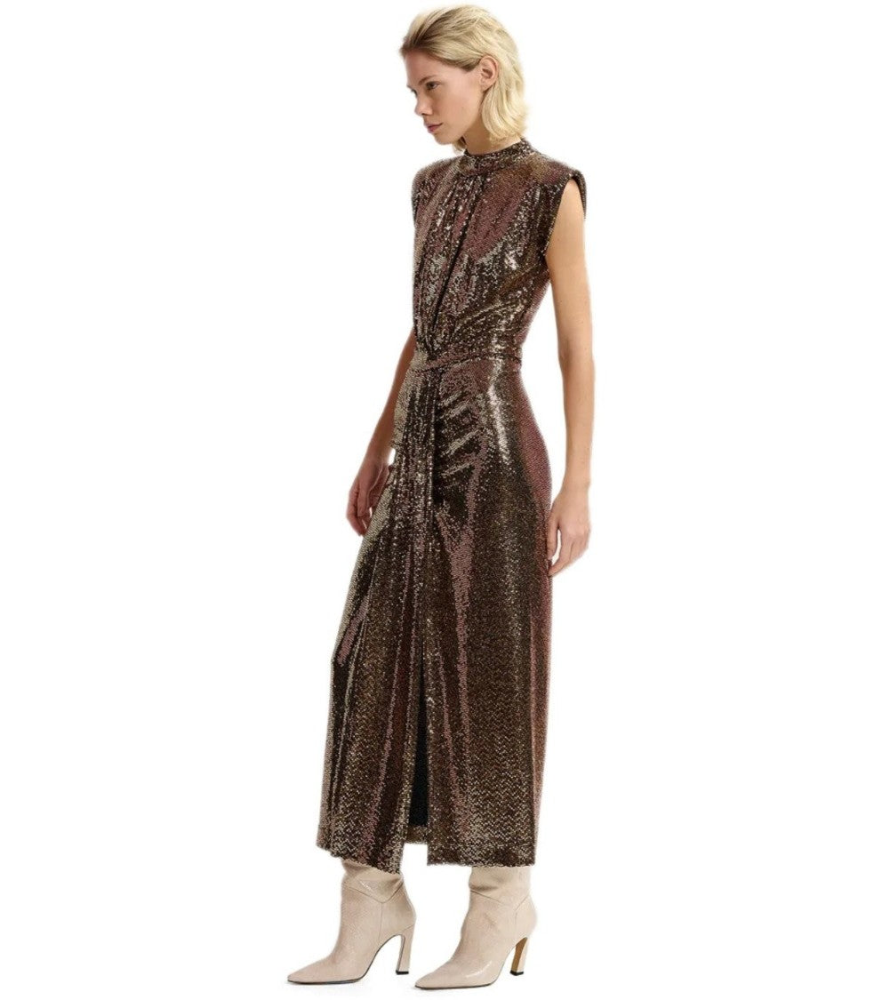 Essentiel Antwerp Gonnak Gold Midi Dress