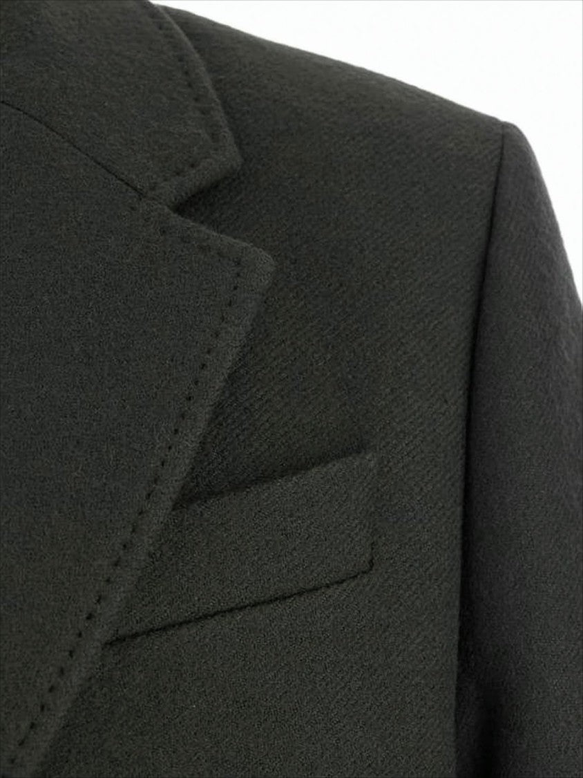Ami Tailored Black Wool Coat With Notch Lapel