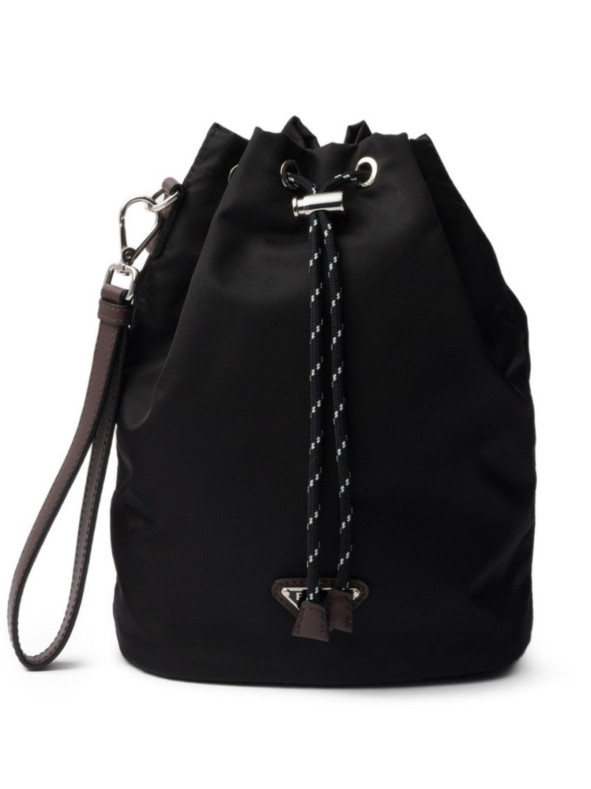 Prada Black Recycled Polyamide Drawstring Shoulder Bag