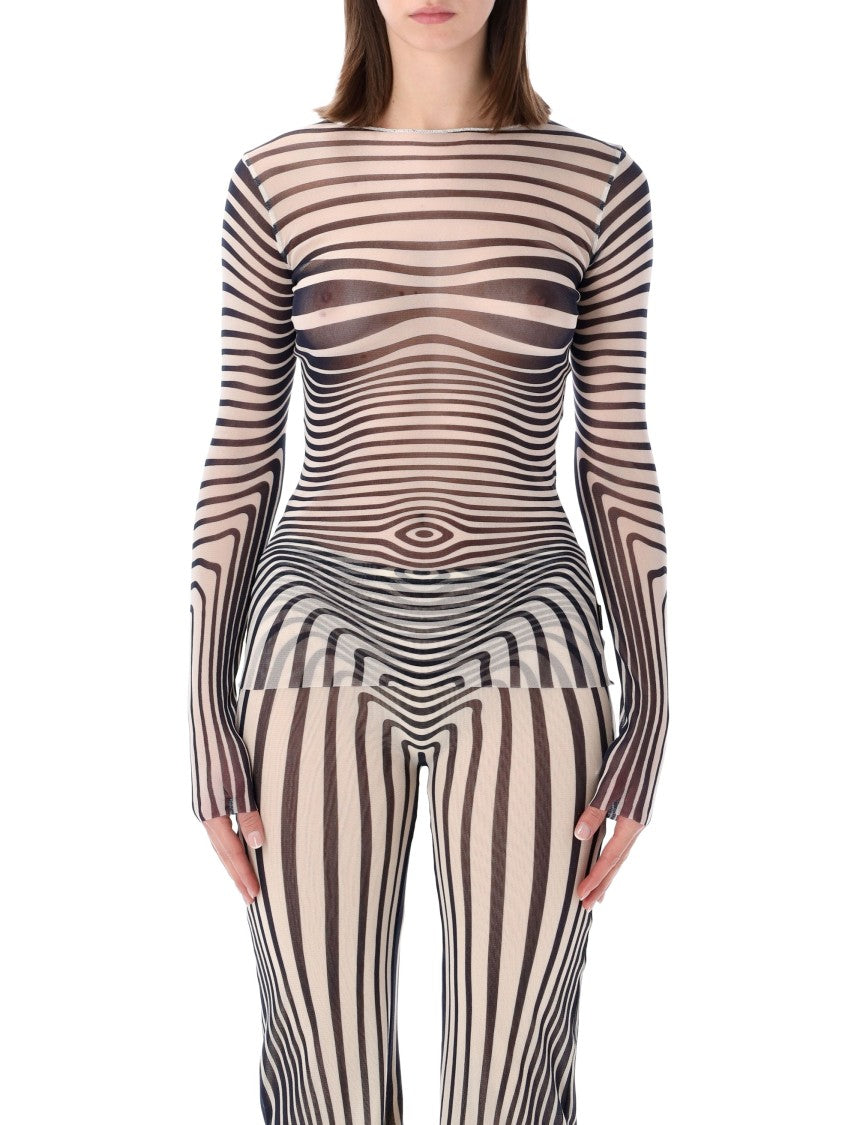 Jean Paul Gaultier Body Morphing Striped Mesh Top