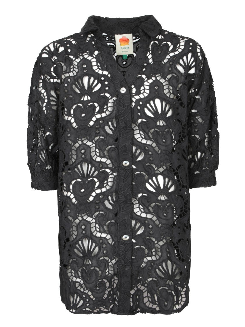 Farm Rio Seashell Lace Shirt With Button Closure
