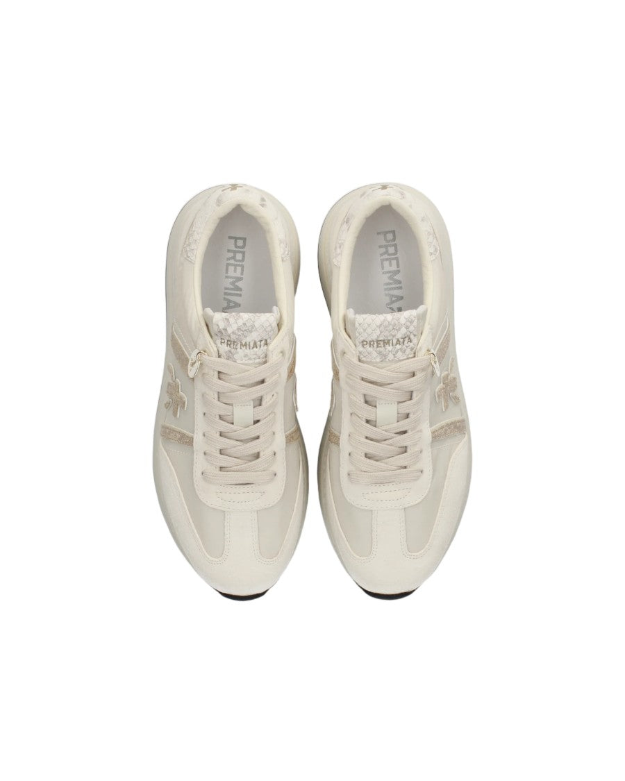 Premiata Sparkling Details Textured Leather Sneakers