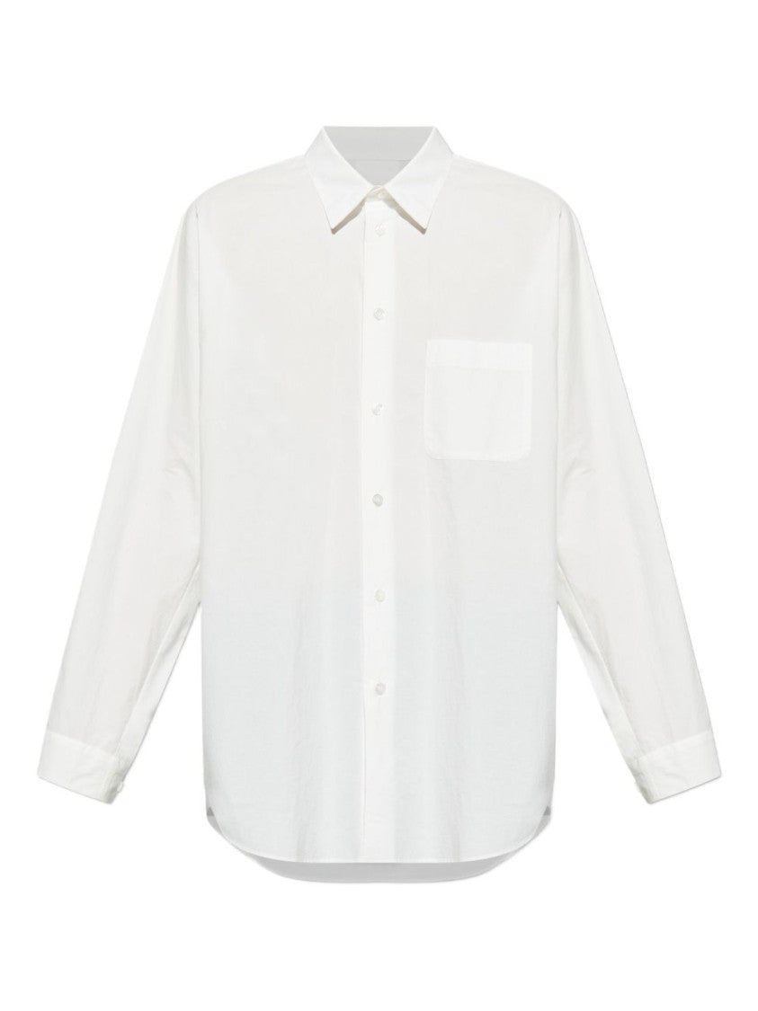 Homme Plissé Issey Miyake White Cotton Shirt With Front Button Fastening