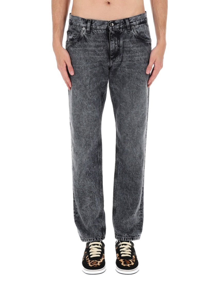 Dolce & Gabbana Washed Black Tapered Cotton Jeans
