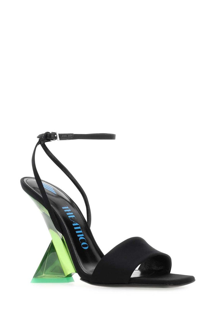 The Attico Black Satin Cheope Sandals