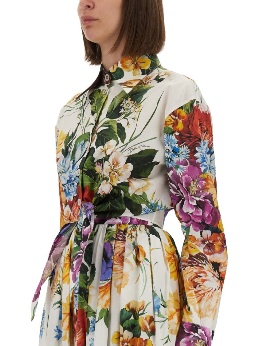 Dolce & Gabbana Flower Bouquet Print Poplin Shirt