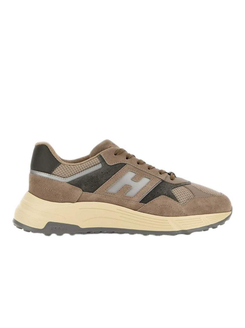 Hogan Fluid Brown Suede Sneakers With Iconic H Detailing