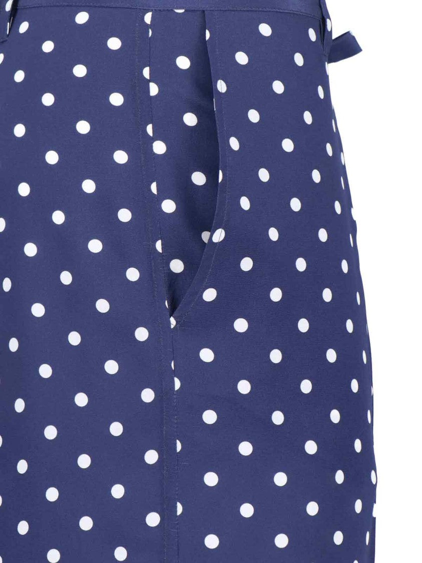 Parosh Silk Polka Dot Pants With Front Bow Detail