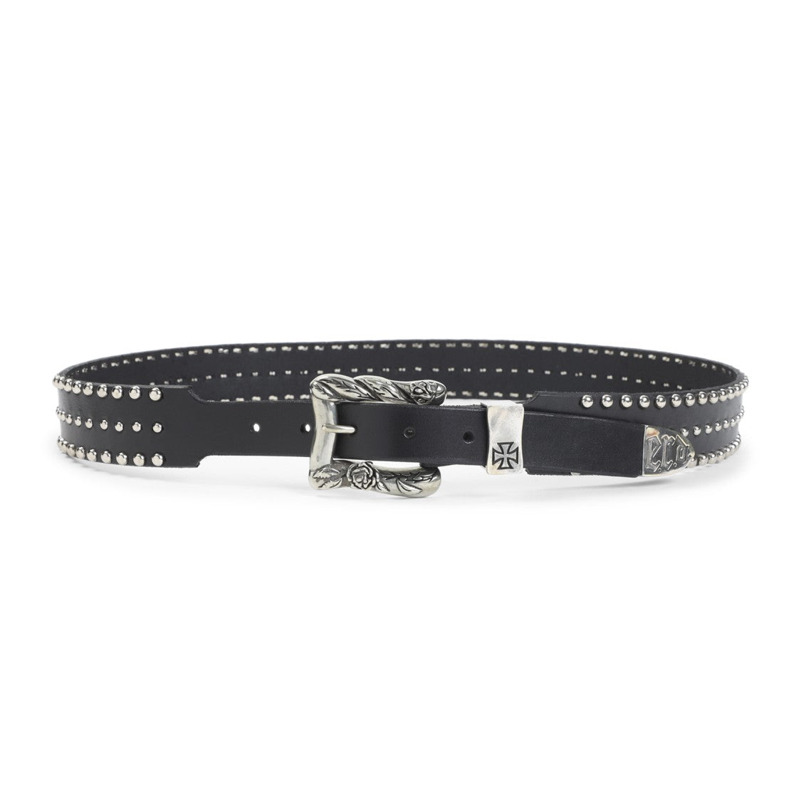 Enfants Riches Déprimés Black Leather Belt With Stud Accents And Decorative Buckle