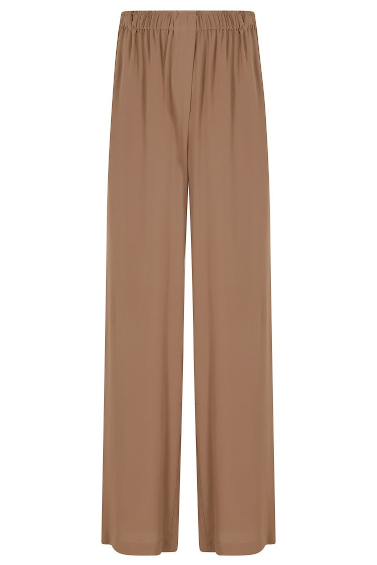 Federica Tosi Hazelnut Fluid Elastic-Waistband Acetate-Blend Formal Pants