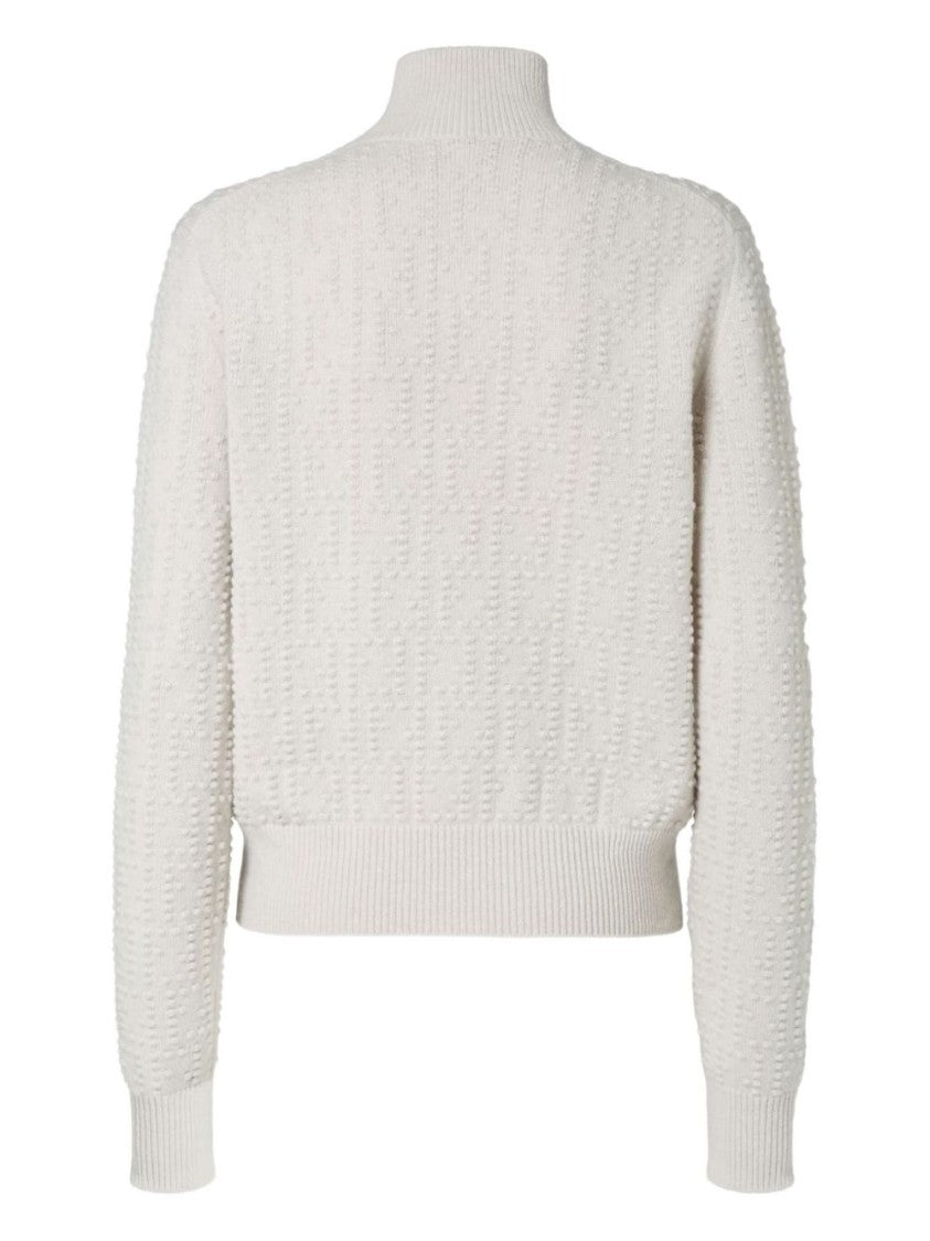 Fendi Textured Knit Sweater With High Neckline