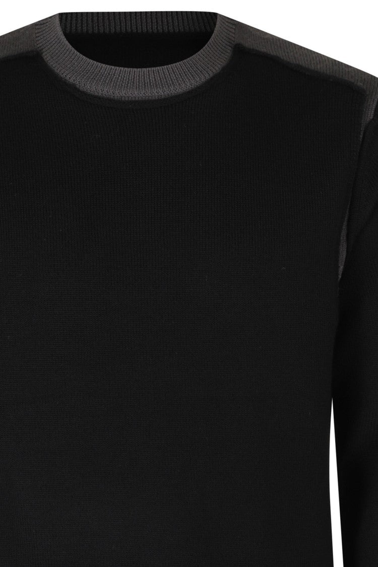 Mm6 By Maison Margiela Black/Grey Two-Tone Crewneck Wool Sweater