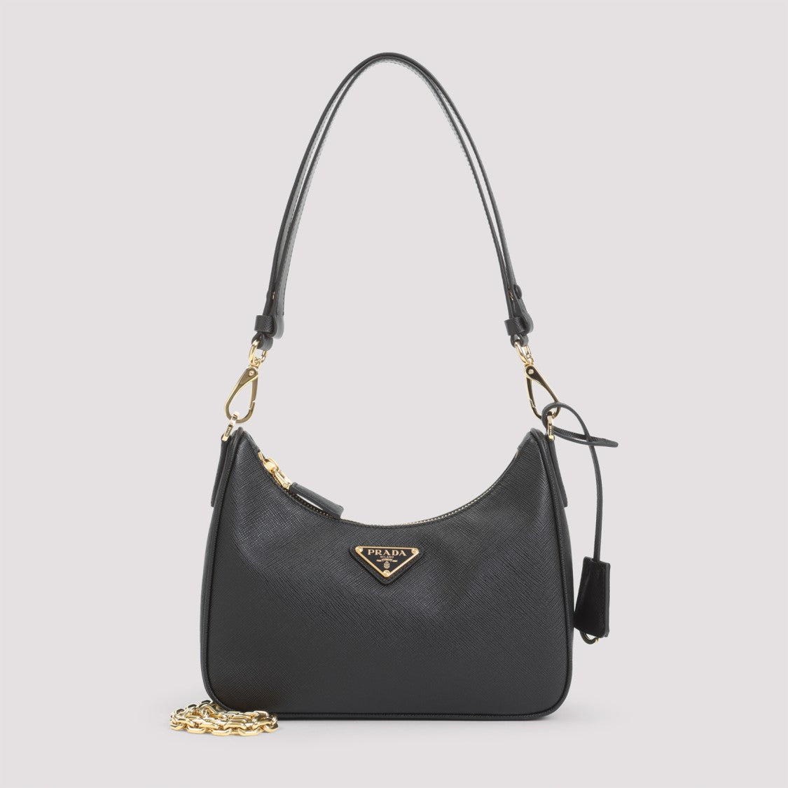 Prada Black Calf Leather Saffiano Re Edition Shoulder Bag