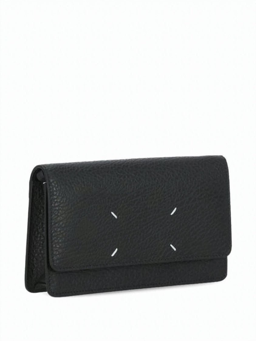 Maison Margiela Textured Calf Leather Crossbody Wallet With Chain Strap