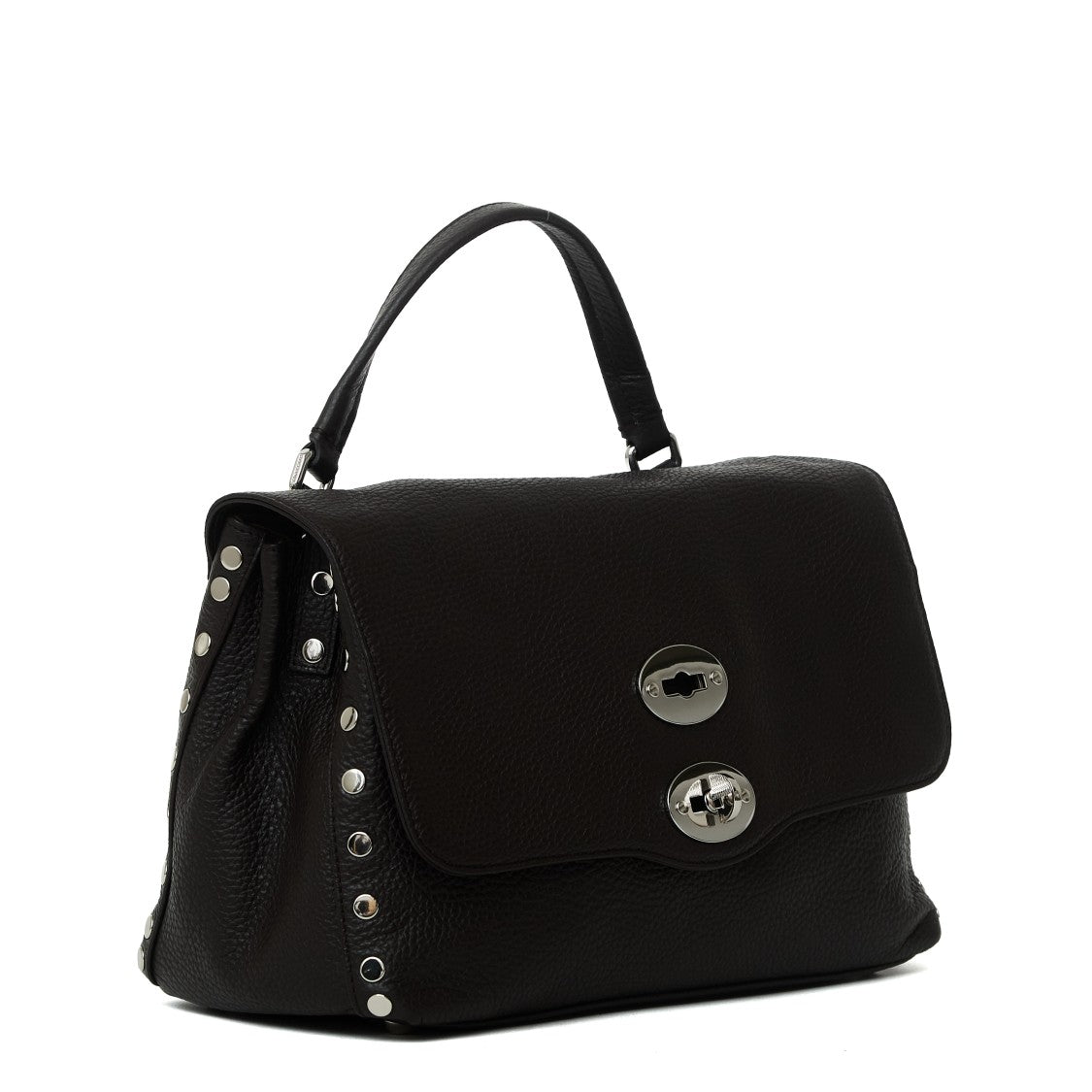 Zanellato Black Small Postina Daily Giorno Pebbled Leather Shoulder Bag
