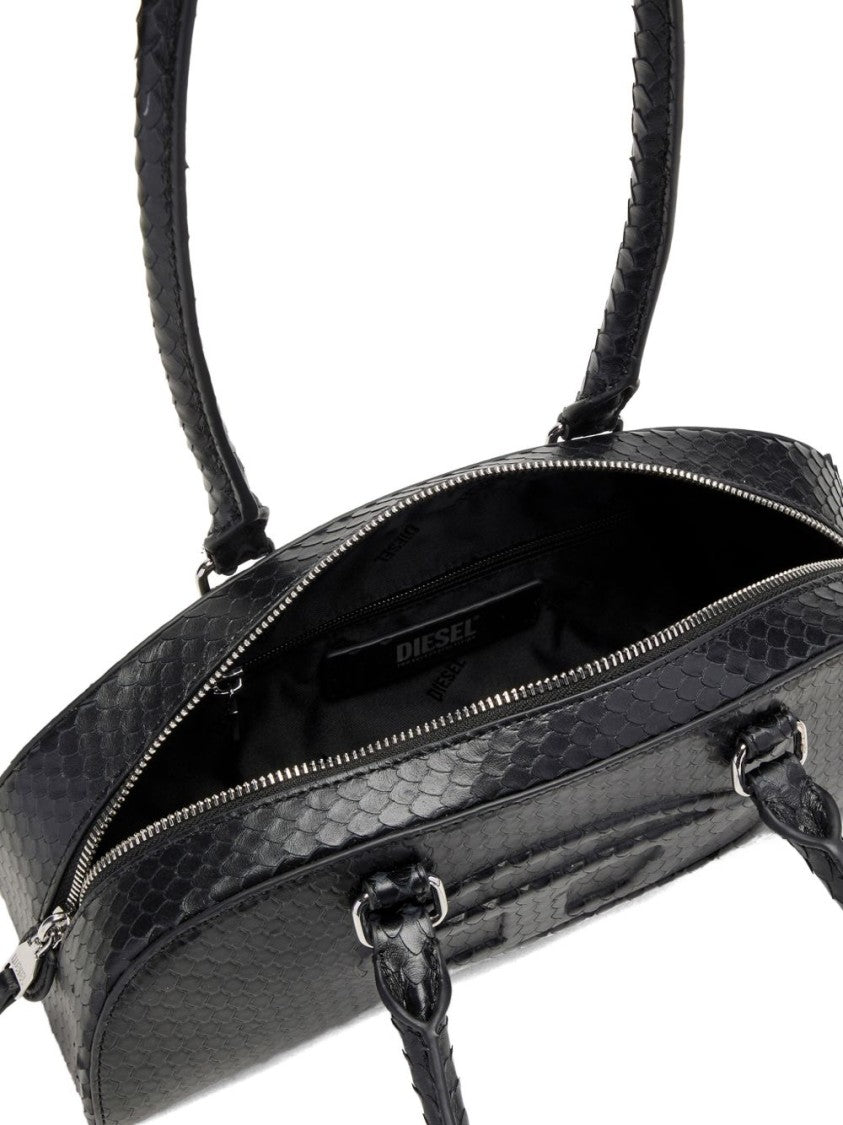 Diesel Black Elongated Snake Pattern Silk Bag