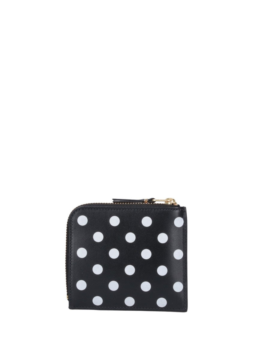 Comme Des Garçons Polka Dot Printed Leather Compact Wallet