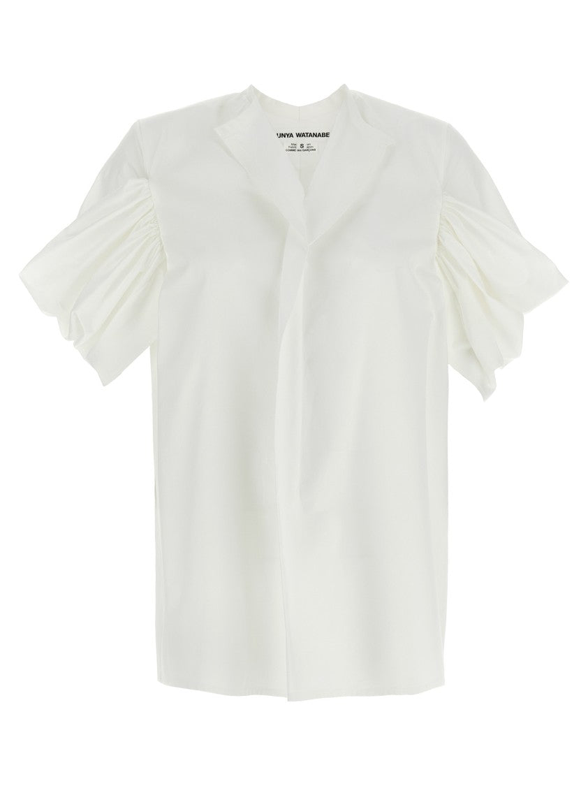 Junya Watanabe Cotton Poplin Blouse With Curled Flounce