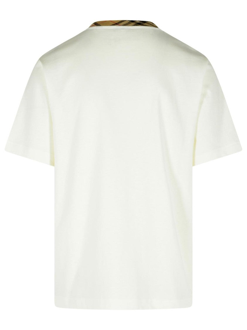 Burberry 'Ryan In Cotone Bianca Con Finiture 'Check' T-Shirt