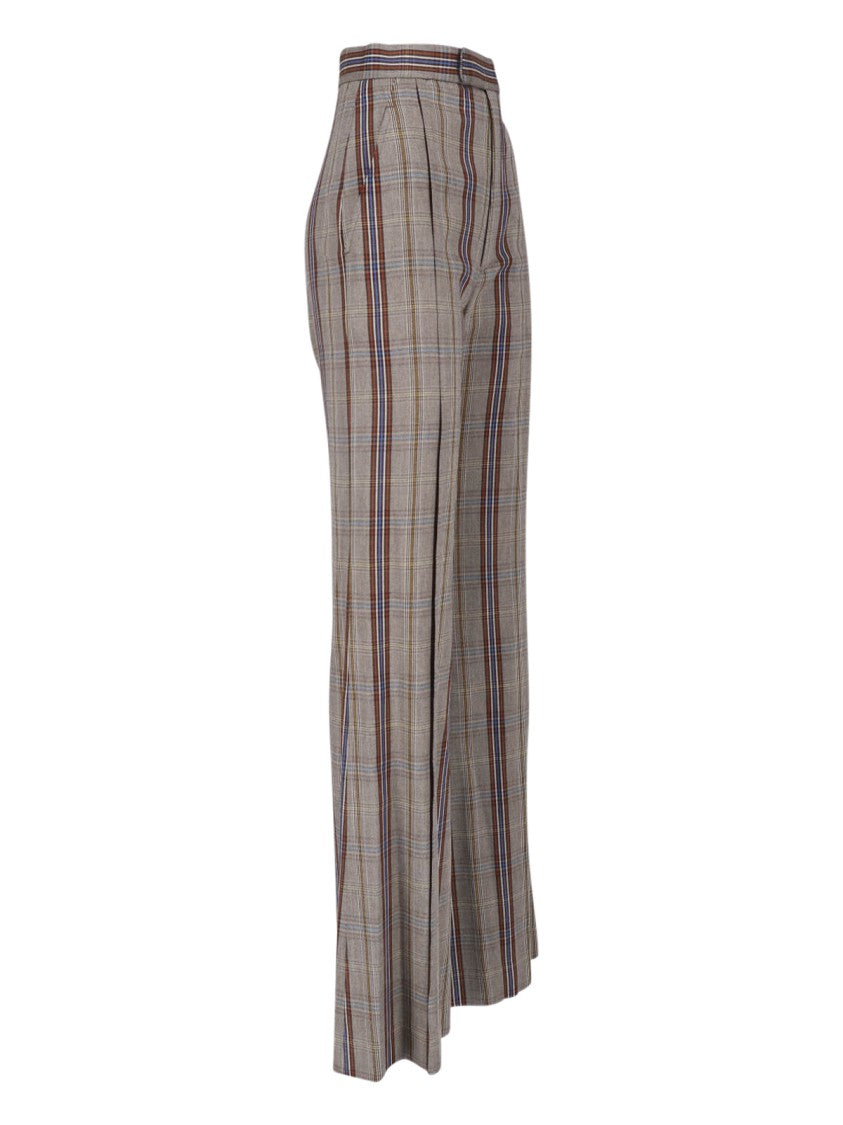 Vivienne Westwood Multicolor Check Wide-Leg Viscose Formal Pants
