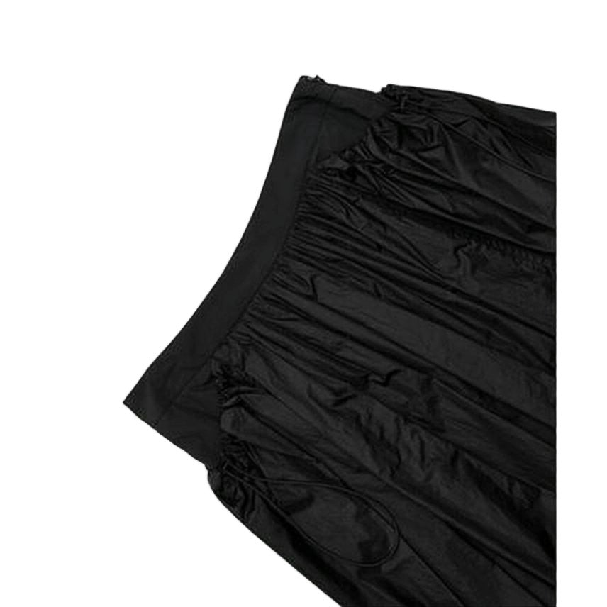 Amomento Gathered Black Maxi Skirt With Concealed Zipper