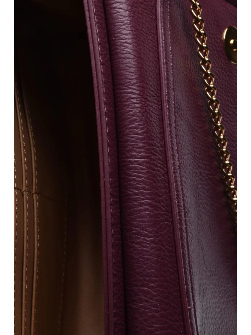 Love Moschino Textured Burgundy Crossbody Bag With Gold Logo Plaque