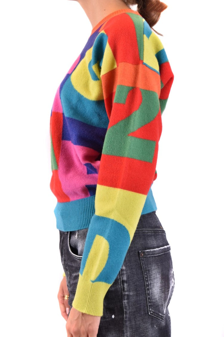 Dsquared2 Patchwork Knit Sweater With Contrasting Ribbed