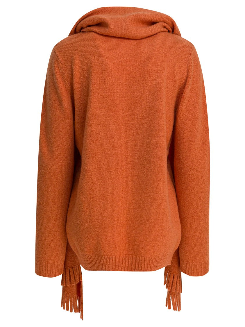 Sandbeige Knit Sweater With Integrated Scarf