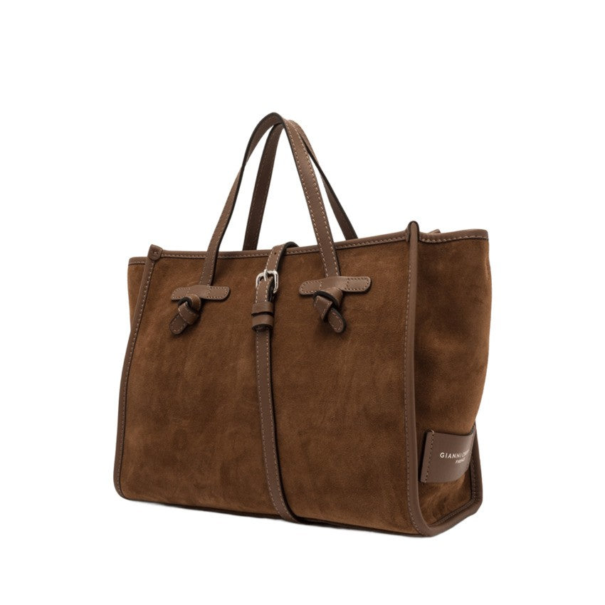 Marcella Structured Brown Calfskin Shopper Bag