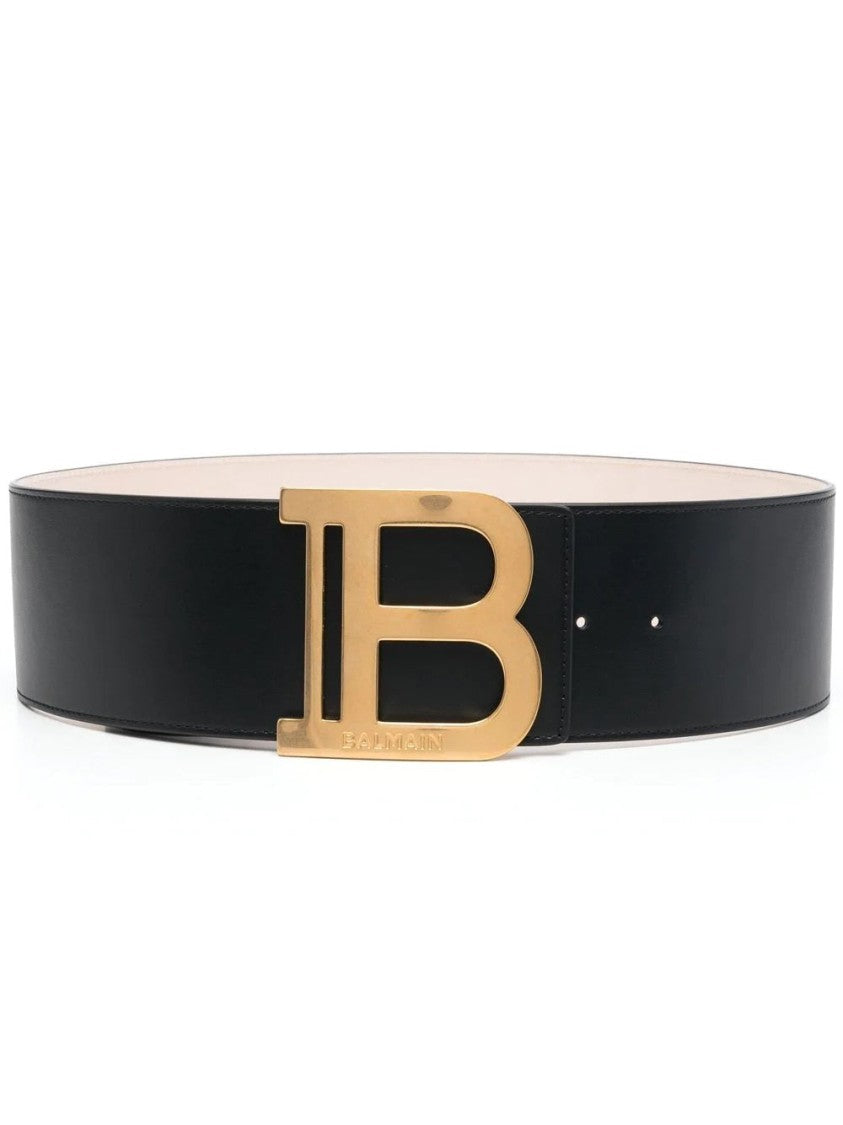 Balmain Wide Black Leather Belt