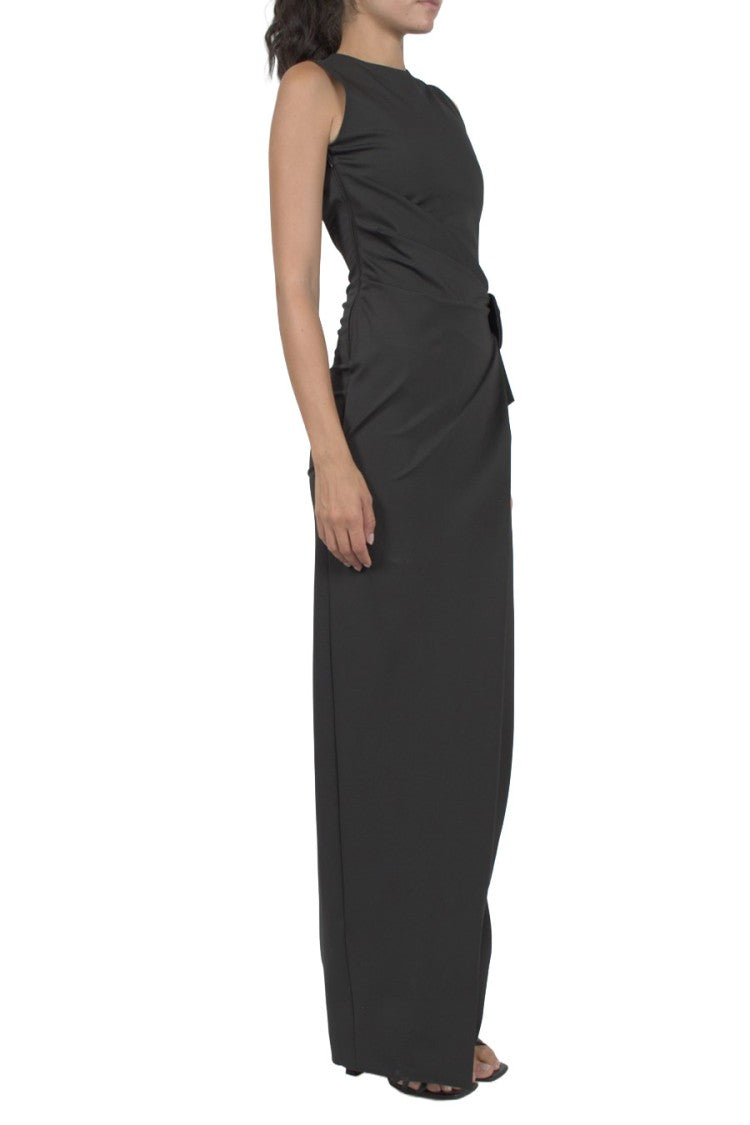 Dsquared2 Black High-Neck Draped Wrap Viscose-Blend Maxi Dress
