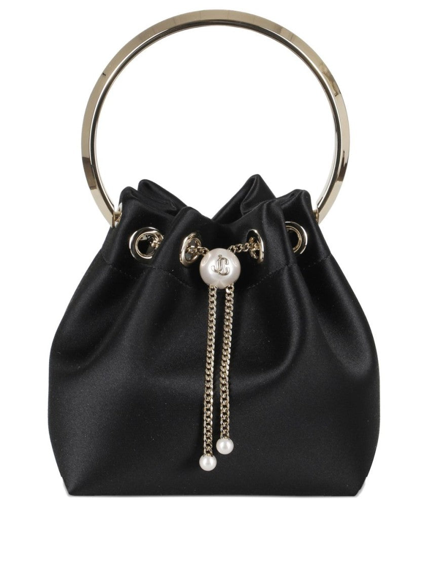 Jimmy Choo Satin-Finish Black Shoulder Bag