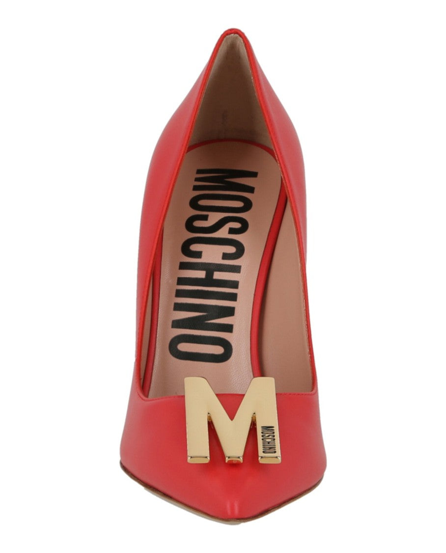 Moschino Gold-Tone Logo Pump