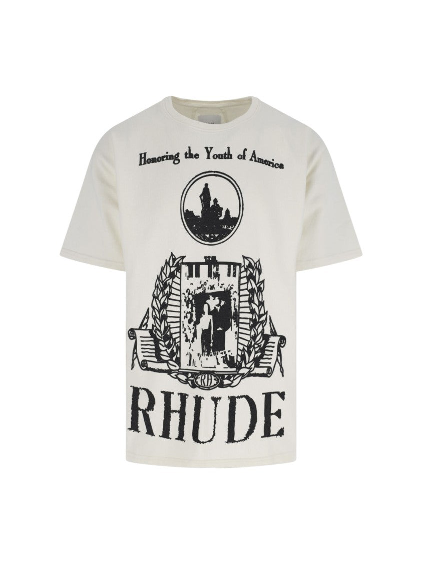 Rhude Classic Crew Neck White T-Shirt With Minimalist Design