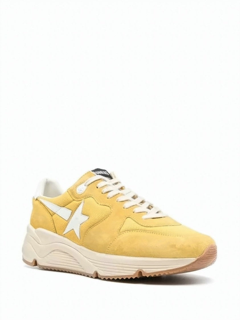 Golden Goose Yellow Suede And Mesh Sneakers With Retro Charm