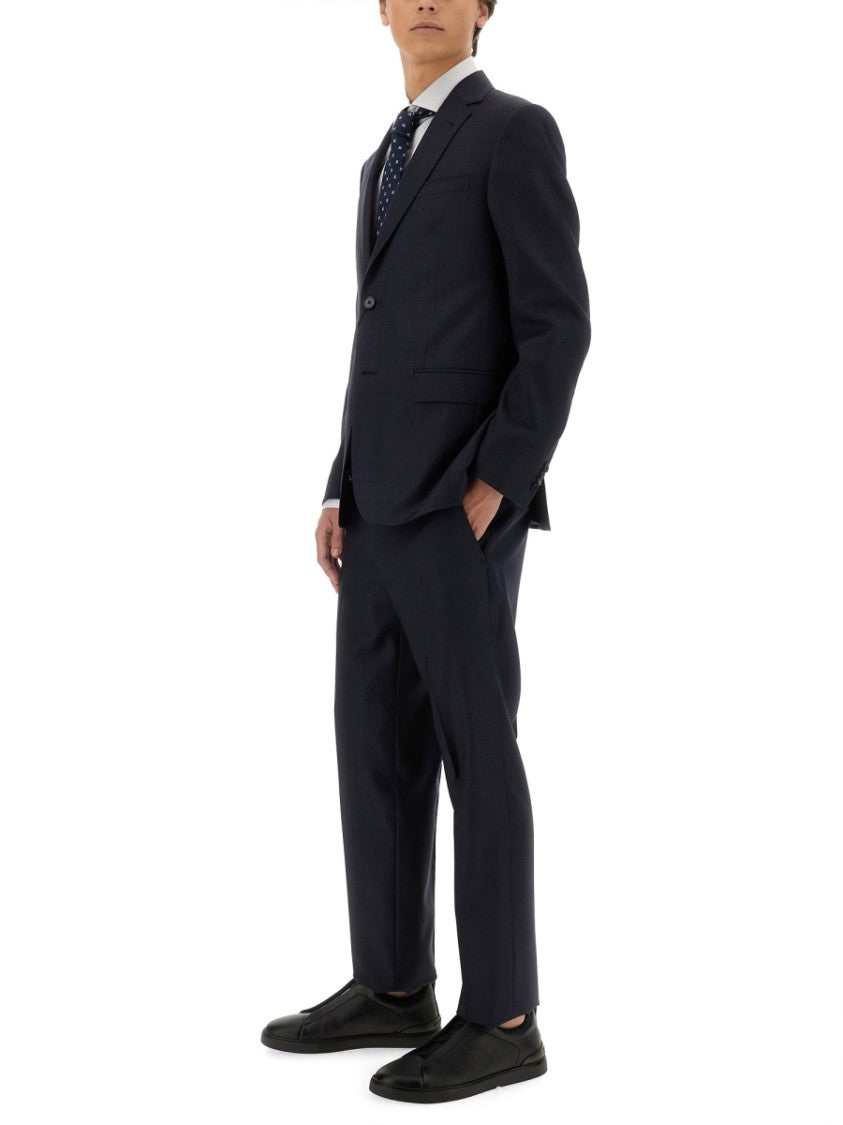 Zegna Single-Breasted Black Wool Suit With Notch Lapel