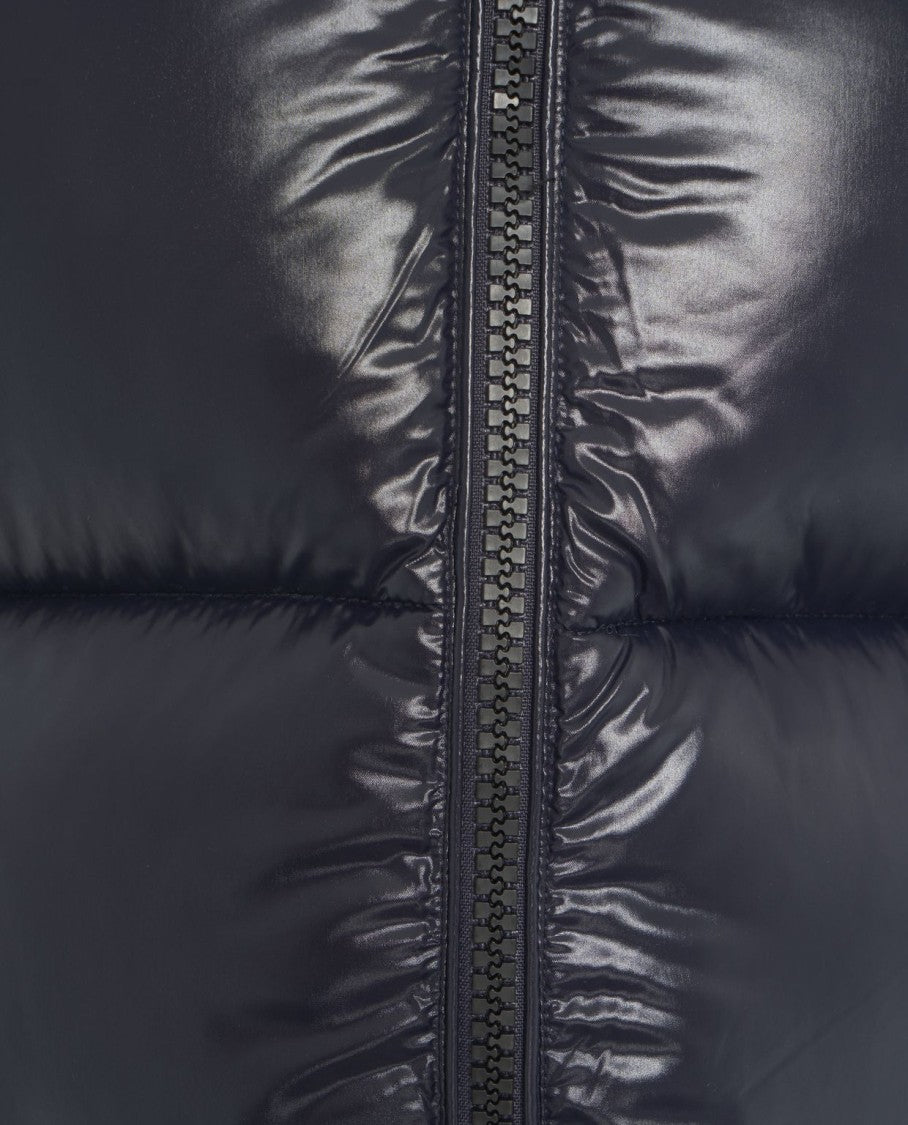 Save The Duck Longline Quilted Gilet With Protective Hood And Dual Zipper