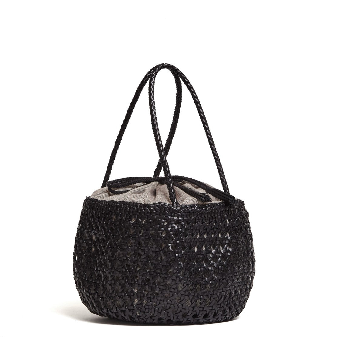 Dragon Diffusion Juventus Round Perforated Cotton Woven Handbag