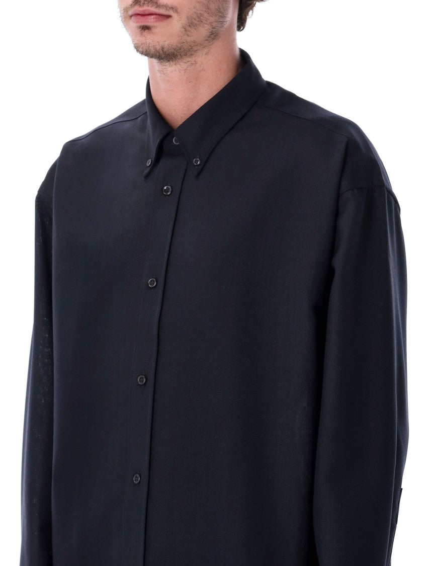 Studio Nicholson Oversized Wool Navy Blue Shirt