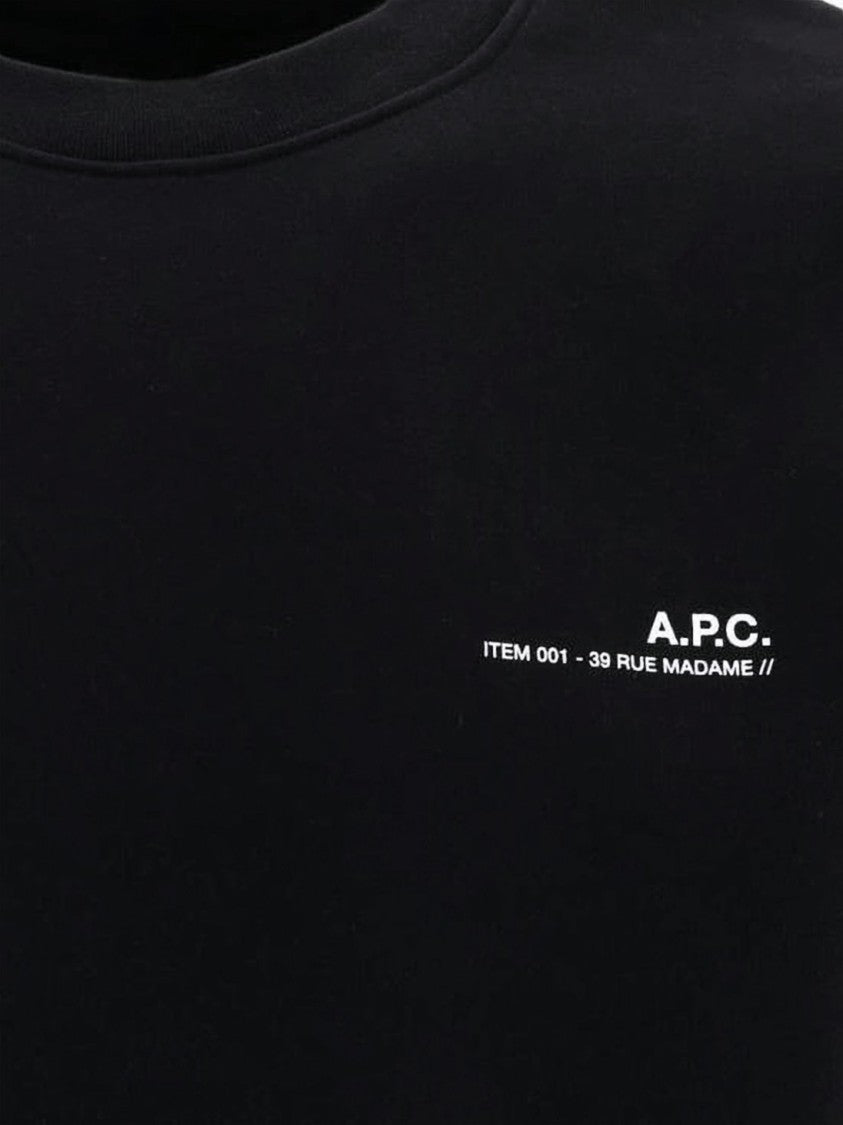A.P.C. Minimalist Long-Sleeve Black Tee With Iconic Logo