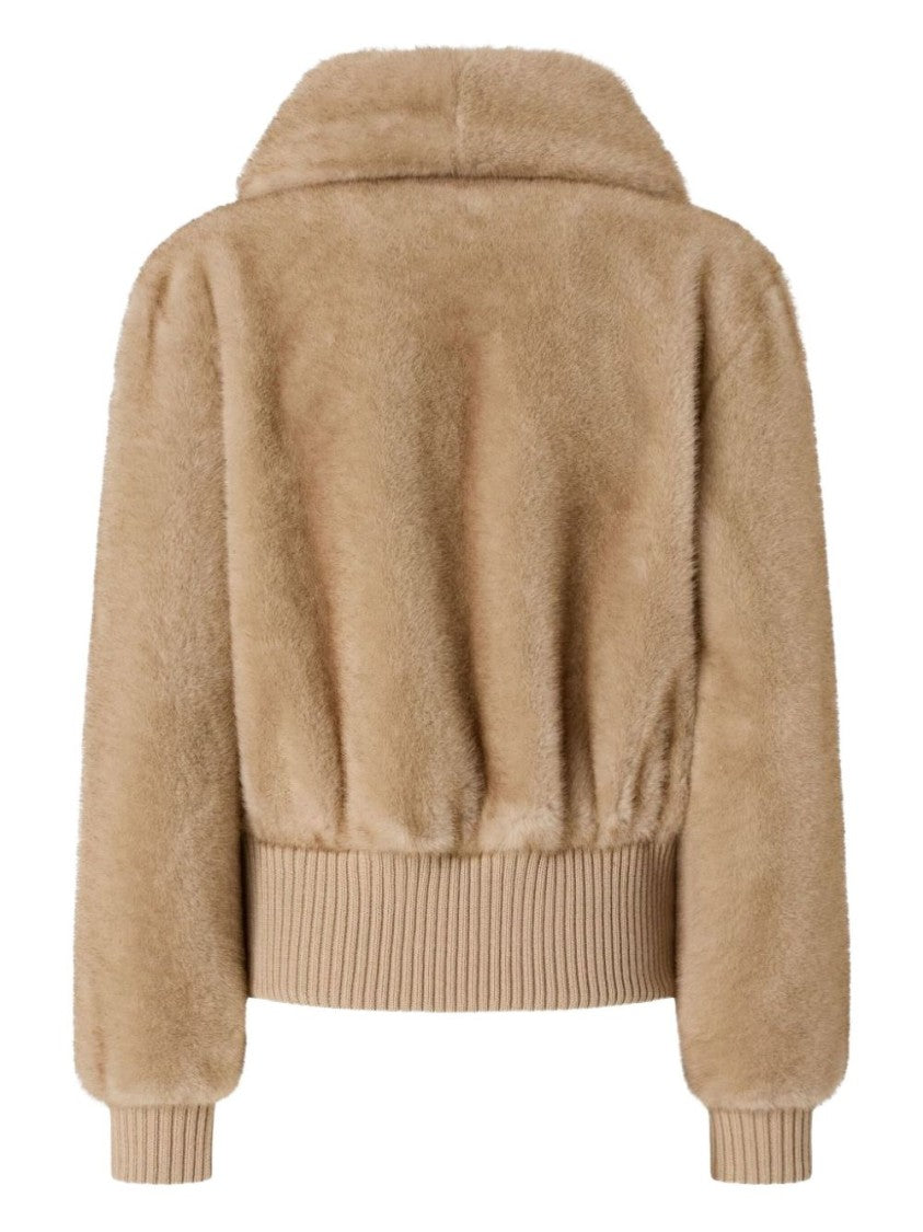 Pinko Stand-Up Collar Beige Bomber Jacket
