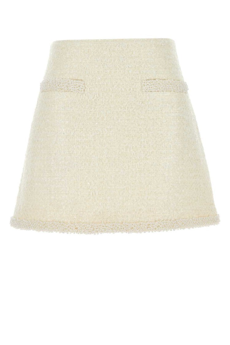 Self-Portrait Ivory Boucle Mini Skirt