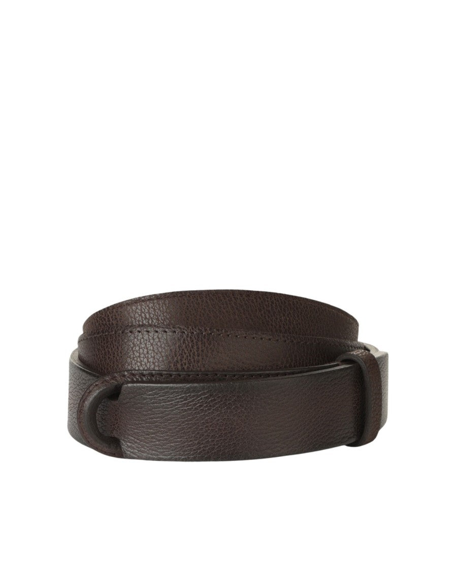 Orciani Nobuckle Brown Leather Belt With Design